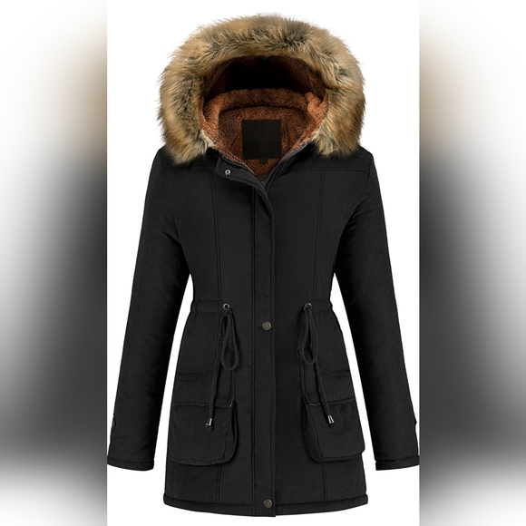 Kancy Kole Blackish Women's Large Winter Coat Long Brown Fur Lined Hood NWT - Picture 8 of 11